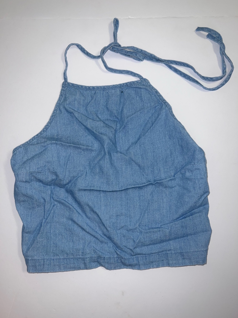 Hollister Light Blue Denim Halter Tank Top